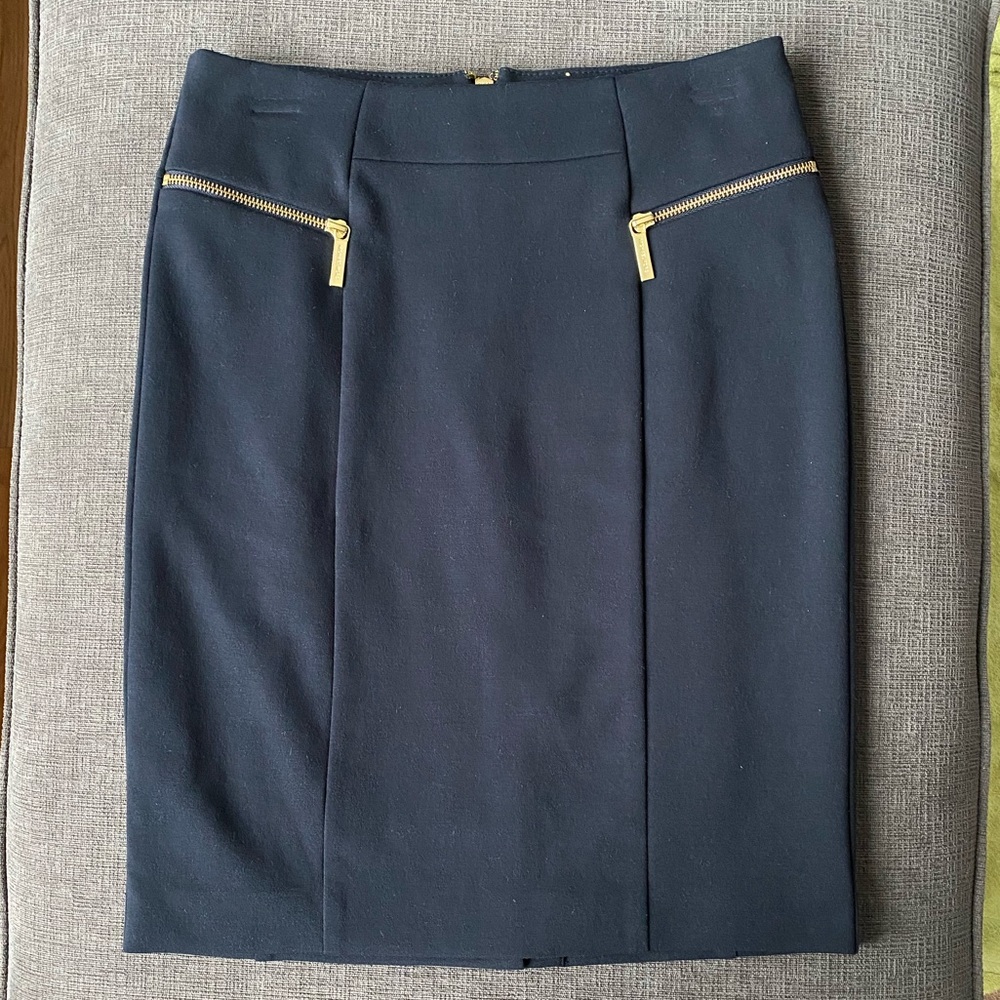 Michael Kors navy skirt, gold zippers - size 4 NWT